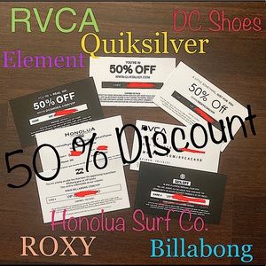 50% Off RVCA Billabong Element Honolua Surf Roxy